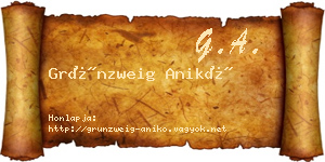 Grünzweig Anikó névjegykártya